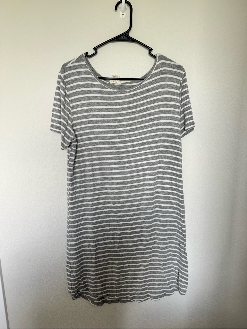 Striped Gray & White Tee Dress